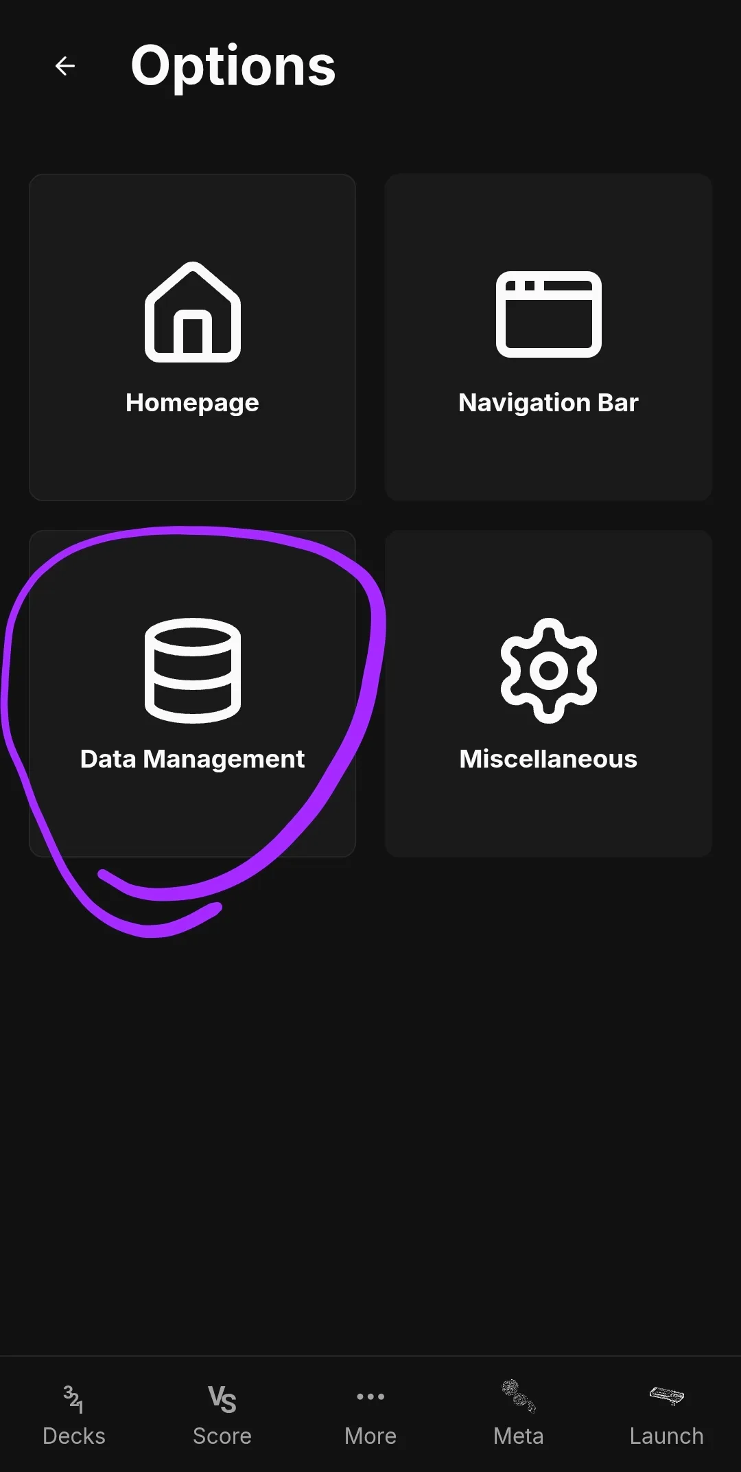 Data Management Button
