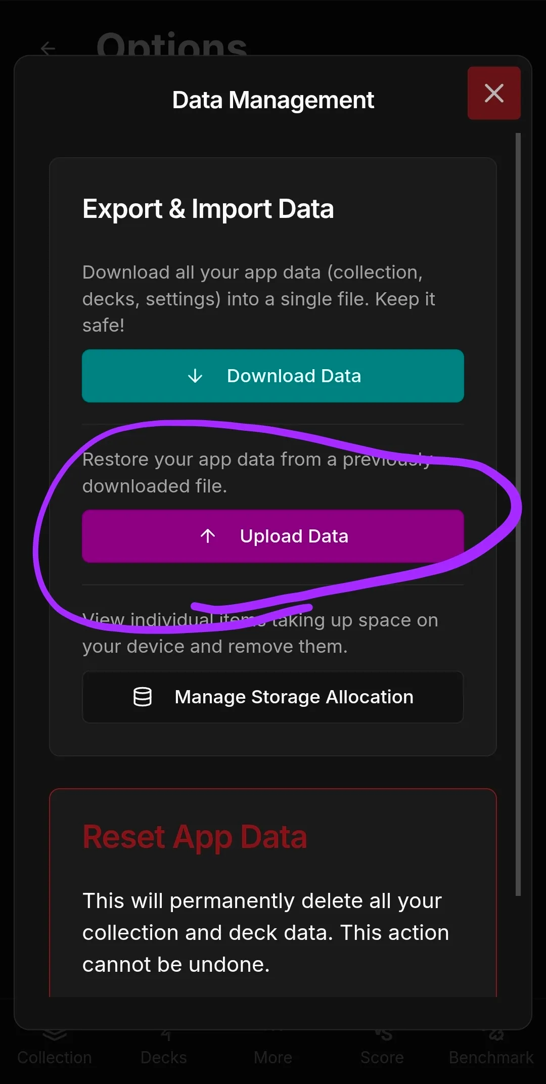 Import Data Button
