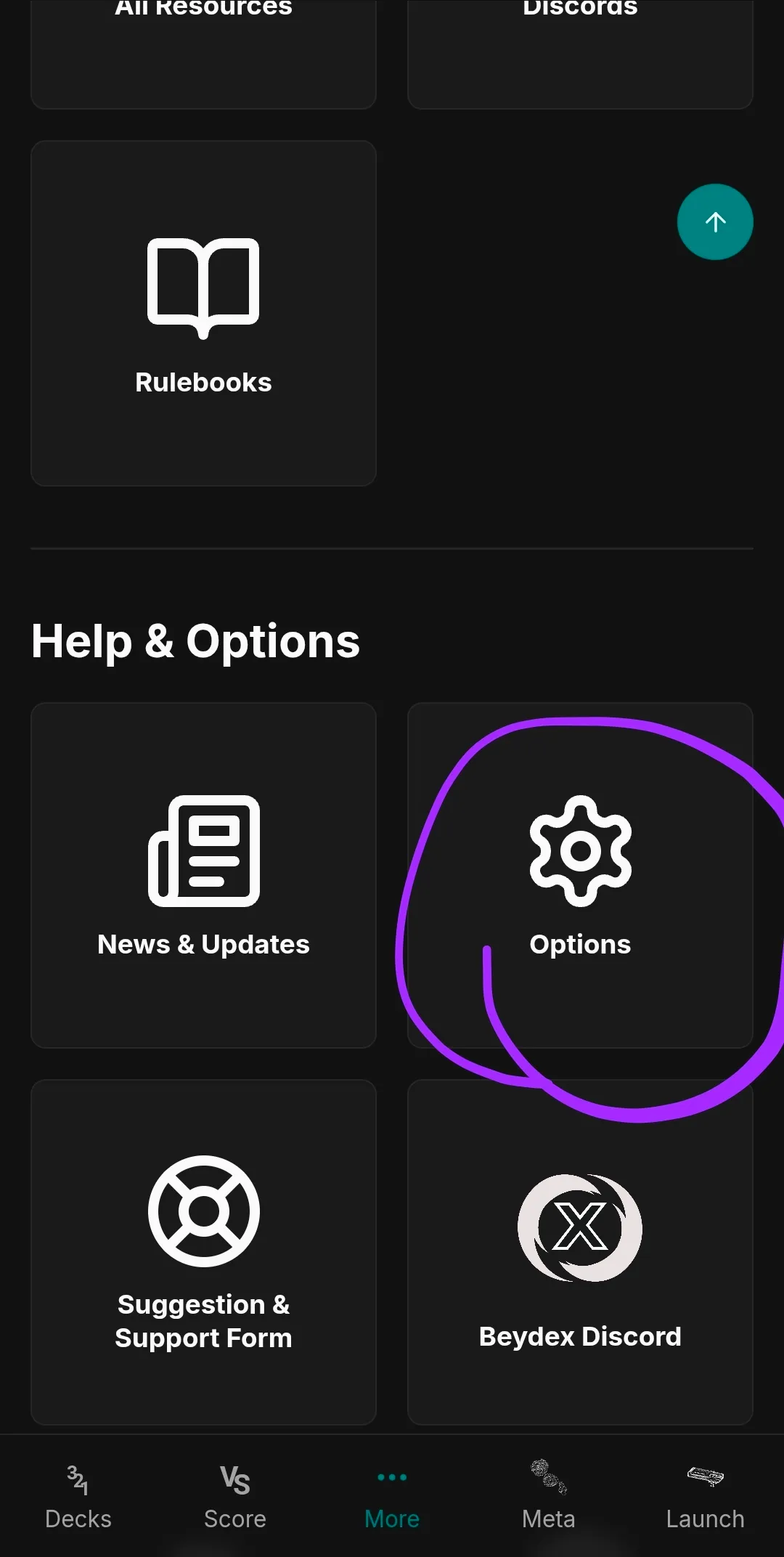 Settings Button